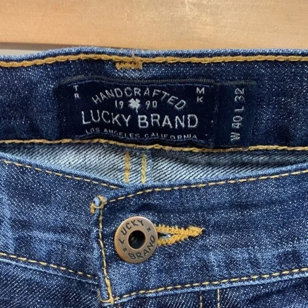 Lucky Brand 221 Men's Blue Denim Whiskered Original Straight Leg Jeans 40 X 27